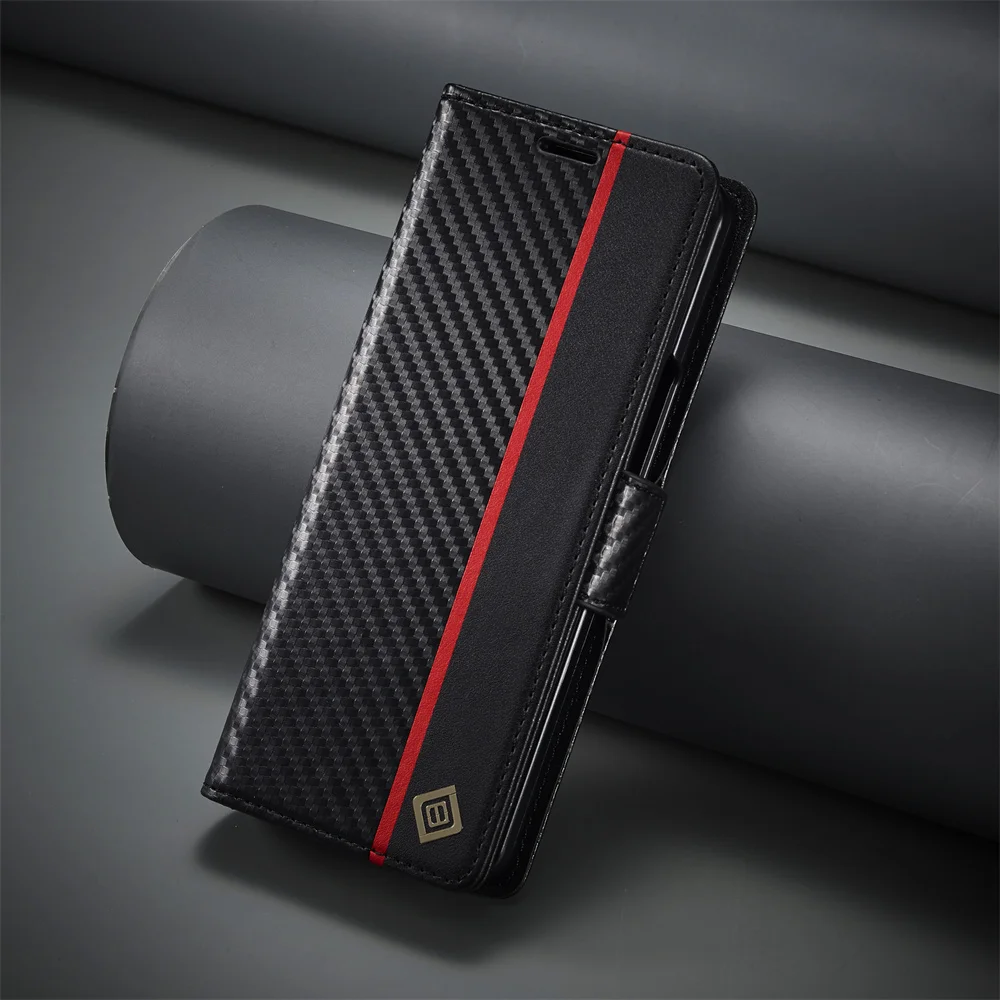 Luxury Carbon Fiber PU Leather - Leather Wallet Card Holder Phone Cover ulasan dan harga