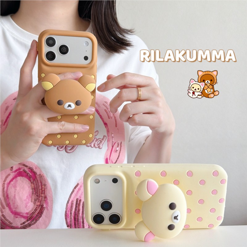 3D Rilakkuma Bear Polka Dot Si - Cute Cartoon Wrist Strap Silicone Case ulasan dan harga