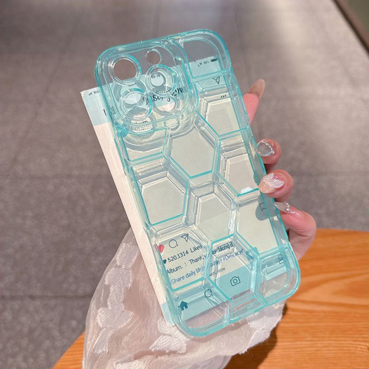 Honeycomb Geometric Football P - Clear Shockproof Bumper Case ulasan dan harga